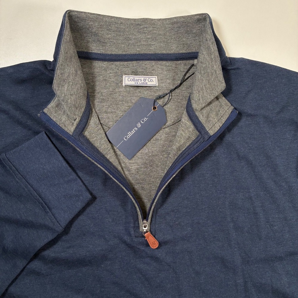 NEW Collars & Co. Quarter Zip Pullover 3XL Blue Modal Blend 1/4 Sweater